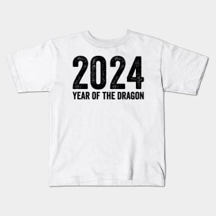 Chinese Lunar Year Of The Dragon 2024 - Text Style Black Font Kids T-Shirt